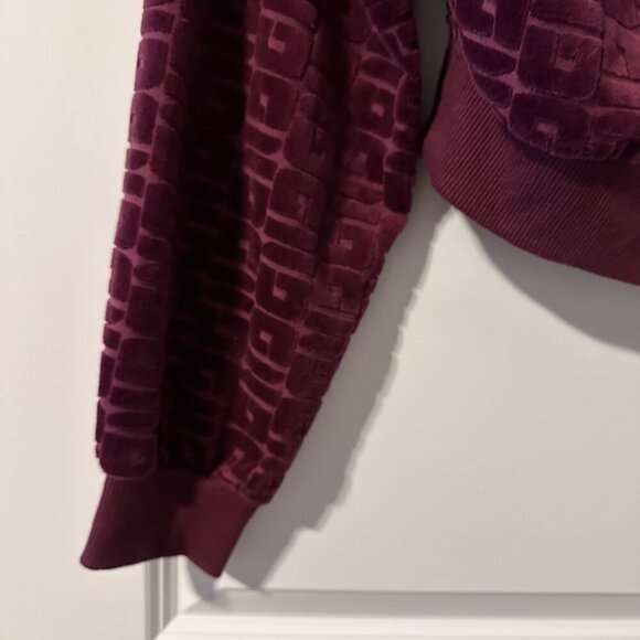 Guess After Party Velour Burgundy Cropped Hoodie Women's Size Medium Loungewear - Picture 14 of 15
